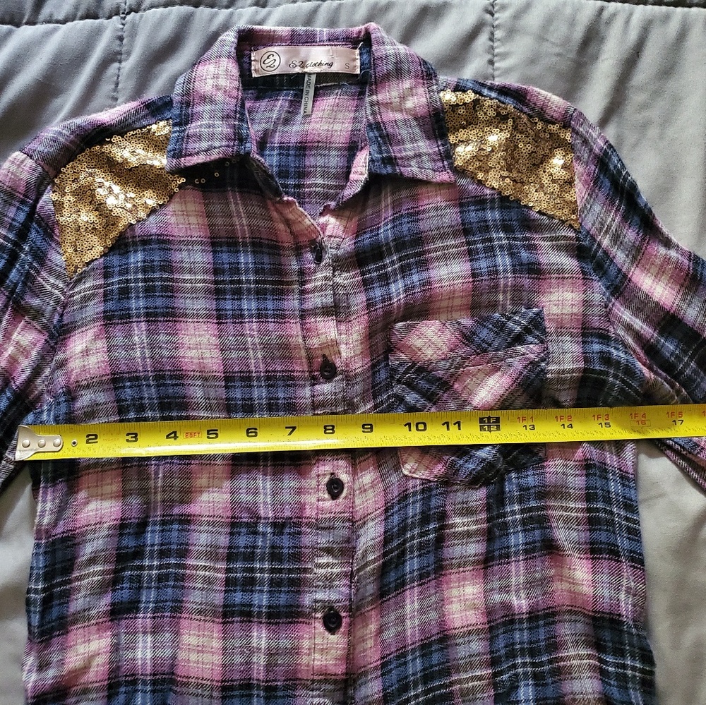 Flannel shirt with sequins - Picture 4 of 5